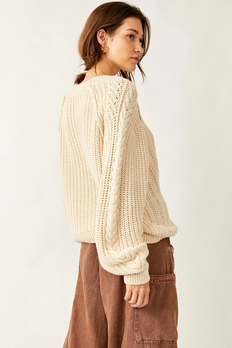 Free People - Frankie Cable Sweater in Ivory