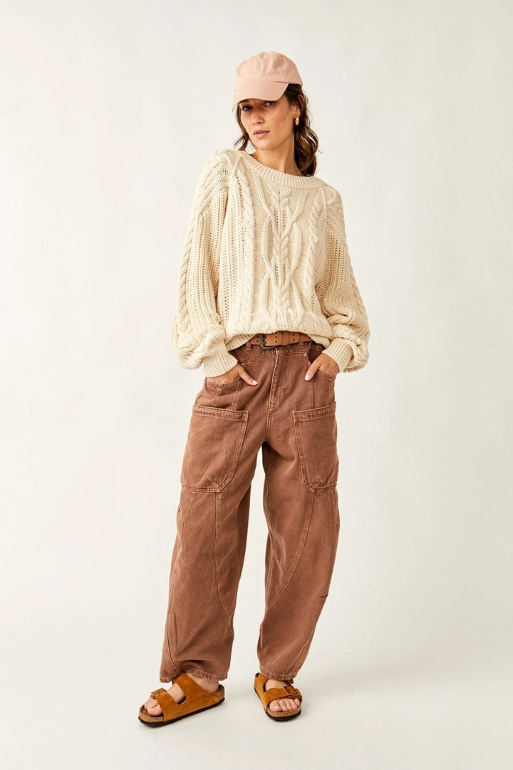 Free People - Frankie Cable Sweater in Ivory