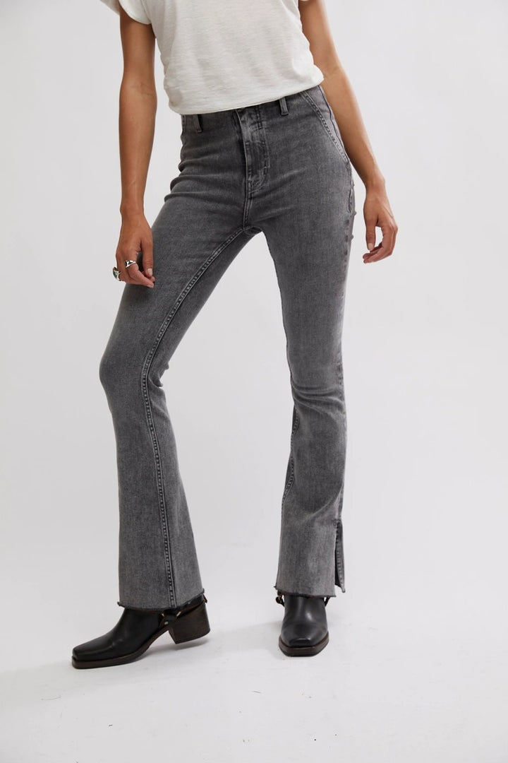 Free People - Level Up Slit Bootcut Jeans in Ridge Grey