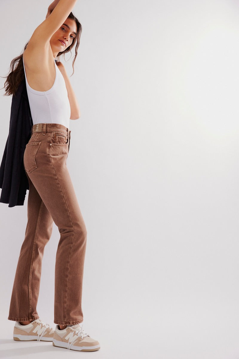 Free People - We The Free Xena Slim Strait Jeans in Chocolate Mousse