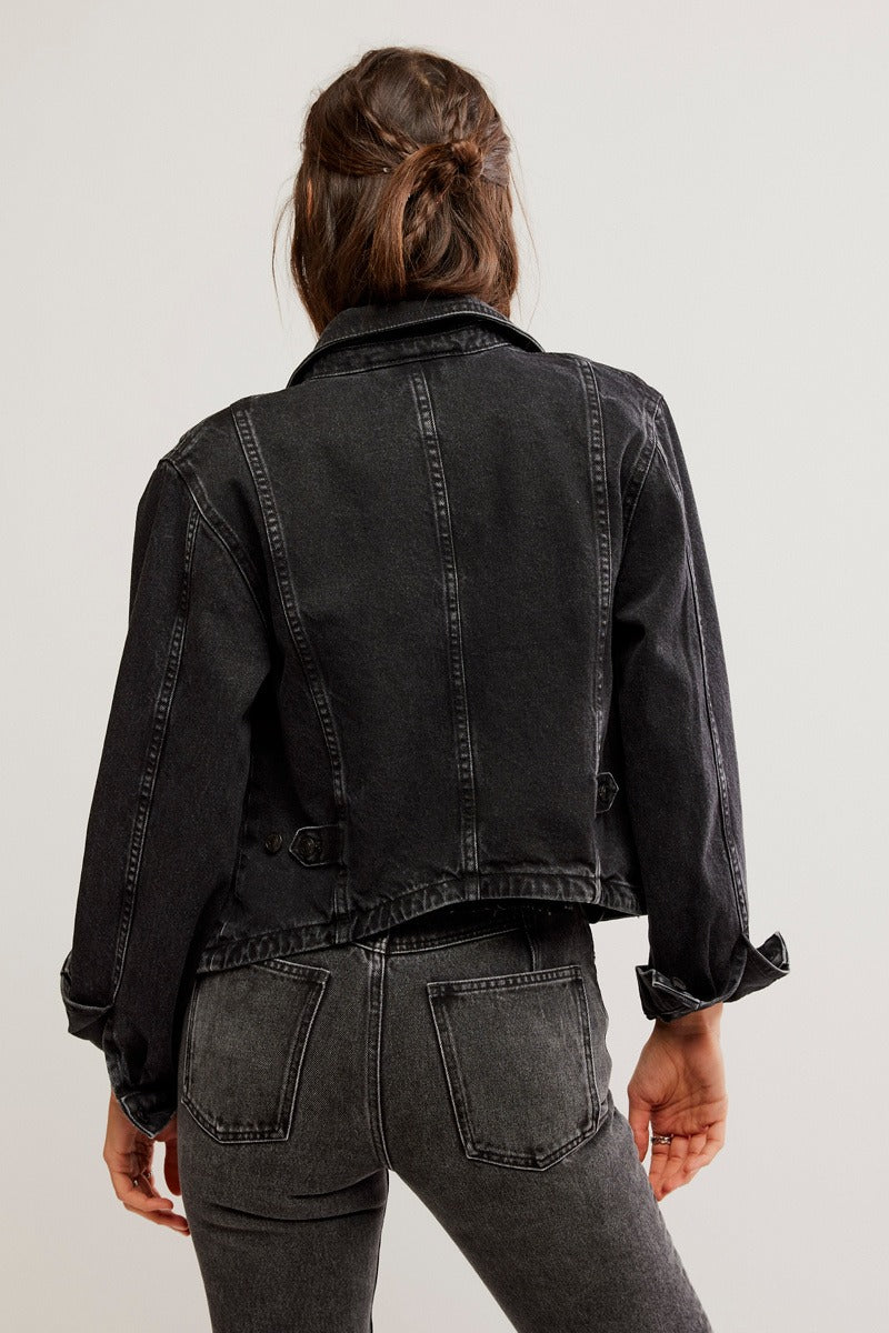 Free People - Jade Denim Jacket in Washed Black