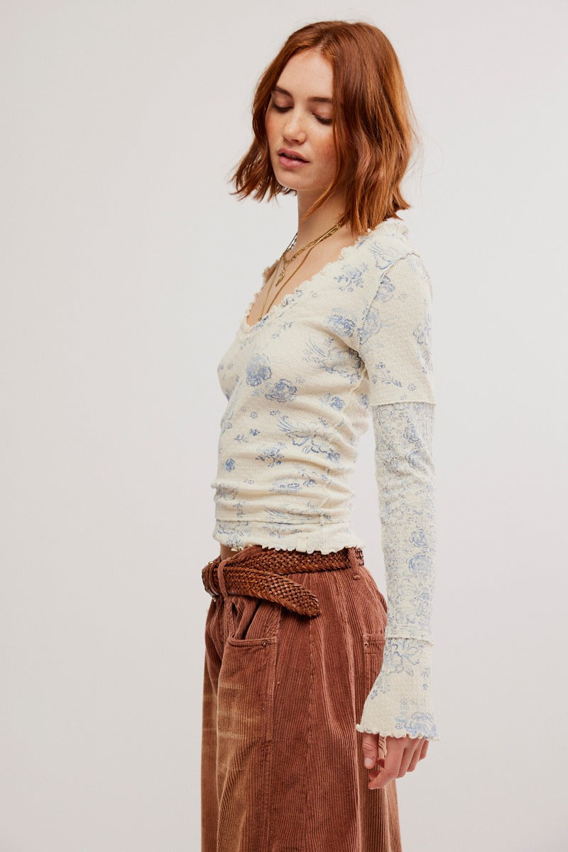 Free People - We The Free Clover Printed Thermal in Ivory Combo