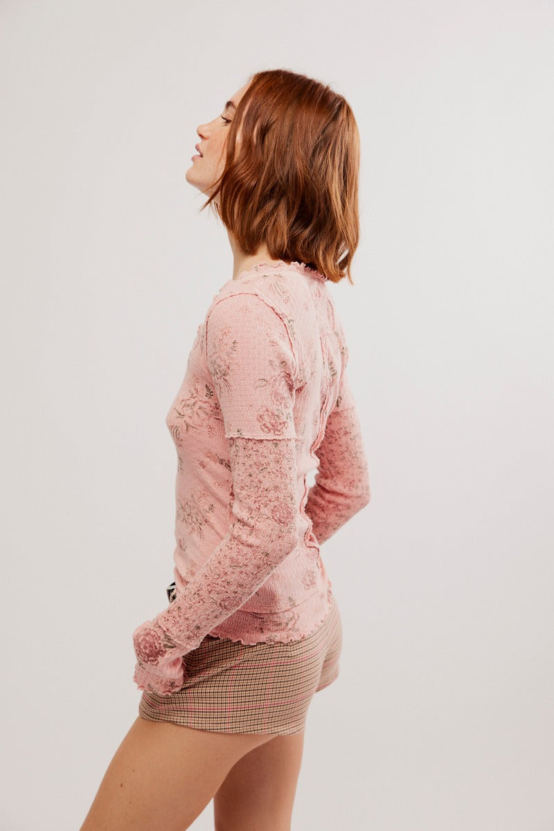 Free People - We The Free Clover Printed Thermal in Pink Combo