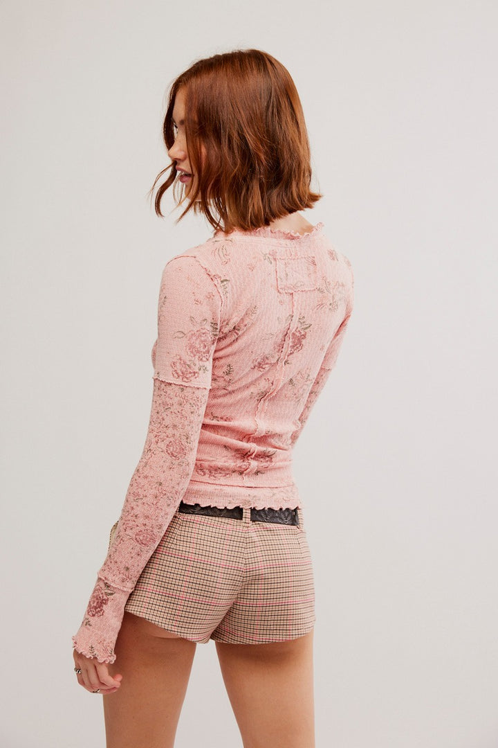 Free People - We The Free Clover Printed Thermal in Pink Combo