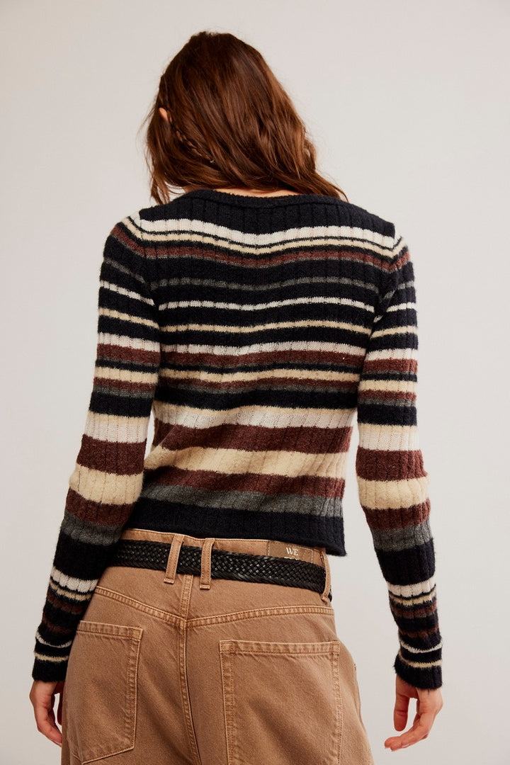 Free People - Lumen Stripe Pullover in Black Combo