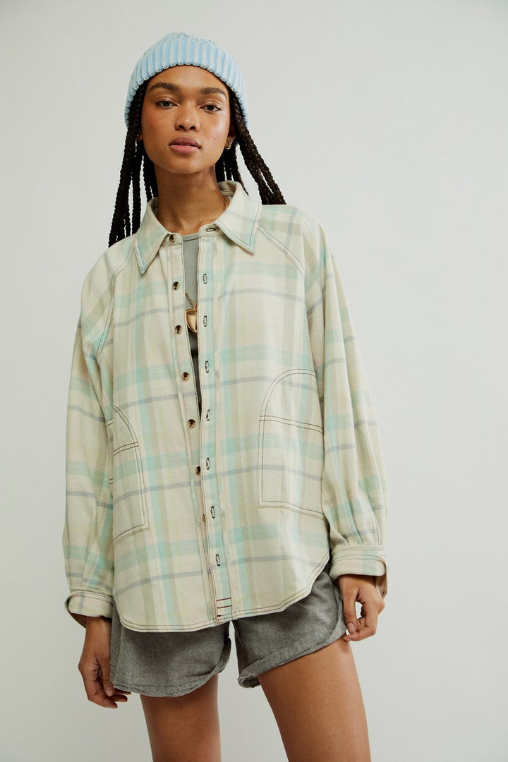 Free People - Girl Meets Boy Plaid Shirt in Tea Combo