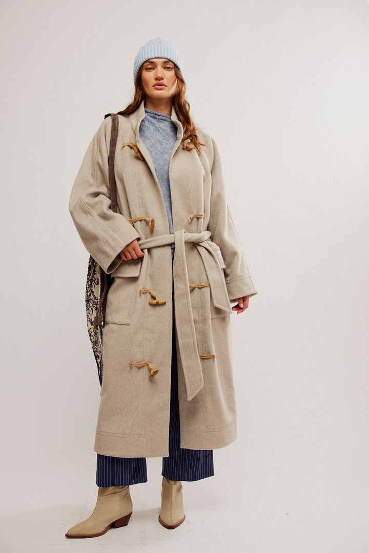 Free People - Alma Duffle Coat in Heathered Coffee