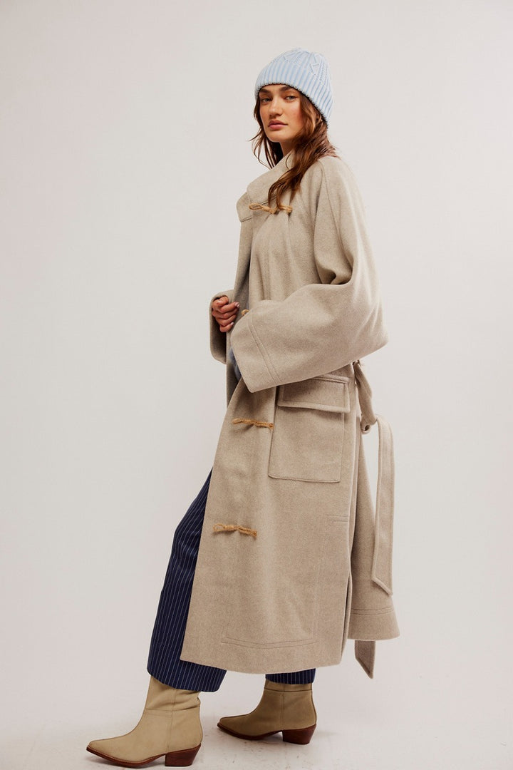 Free People - Alma Duffle Coat in Heathered Coffee