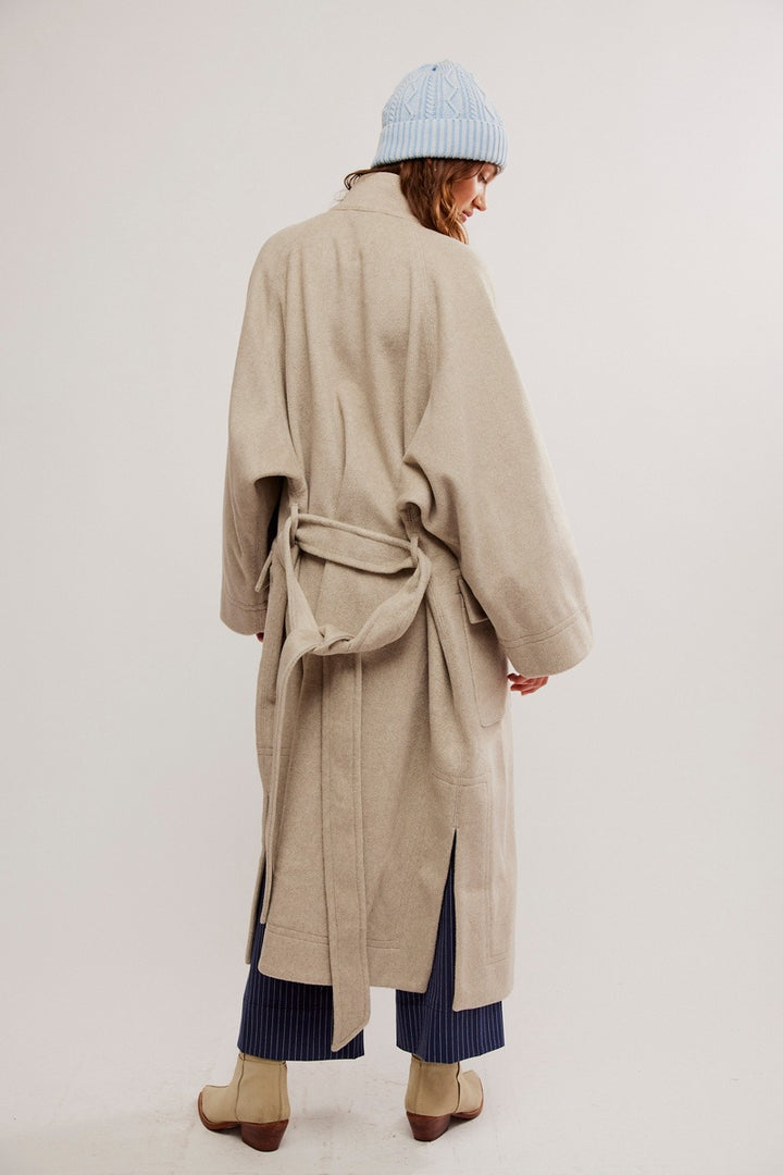 Free People - Alma Duffle Coat in Heathered Coffee