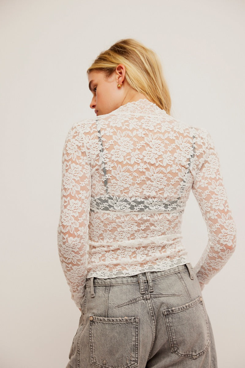 Free People - All Day Lace Long Sleeve in Ivory