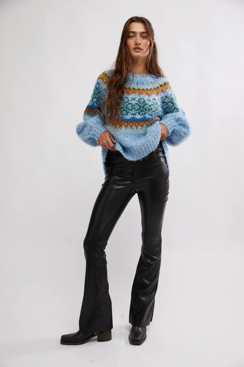 Free People - Festive Frost Sweater in Ice Blue Combo