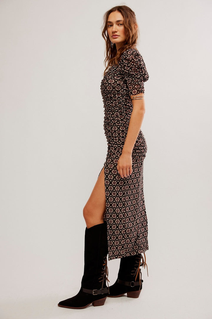 Free People - Briella Midi Dress in Black Combo