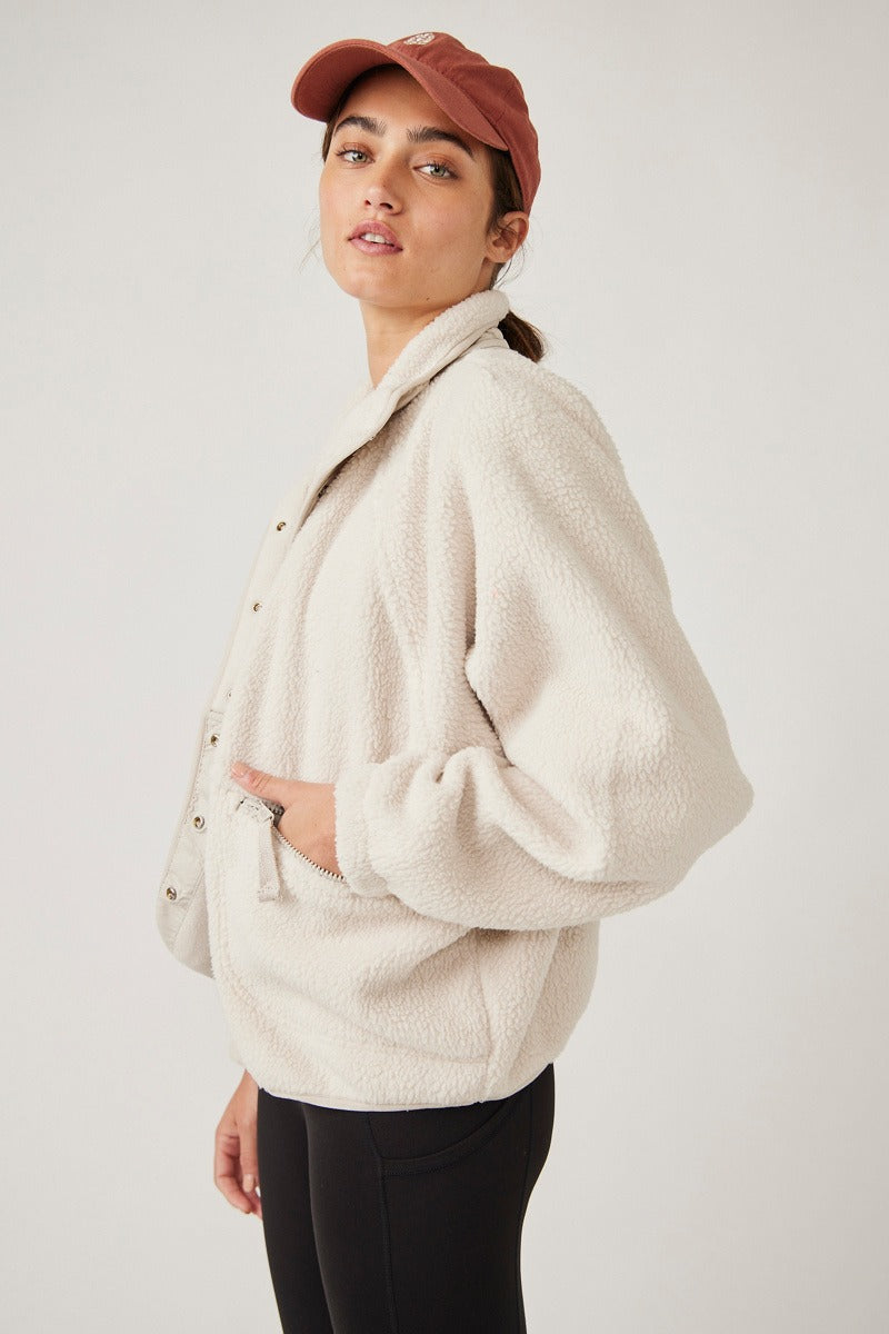 Free People Movement - Hit The Slopes Fleece Jacket in Muted Beige