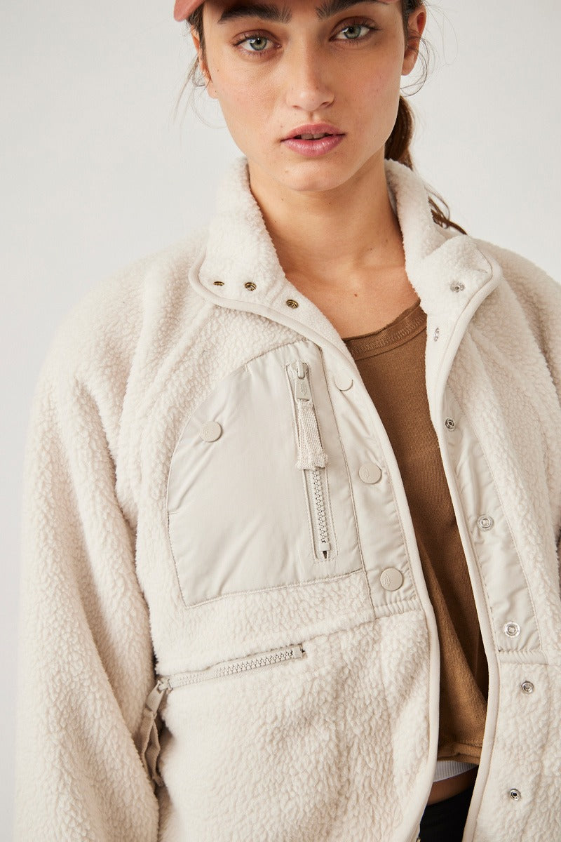 Free People Movement - Hit The Slopes Fleece Jacket in Muted Beige