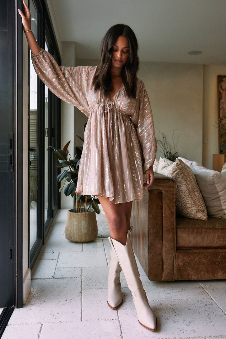 Saltwater LUXE - Neiman Mini Dress in Champagne Dream