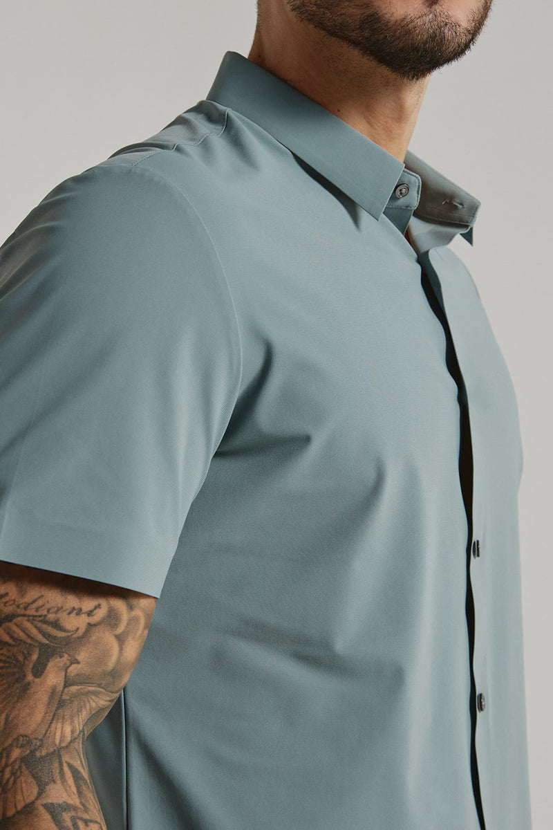 7DIAMONDS - American Me Short Sleeve Shirt in Seafoam