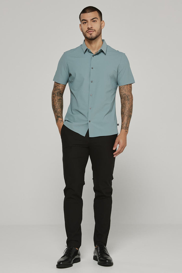 7DIAMONDS - American Me Short Sleeve Shirt in Seafoam