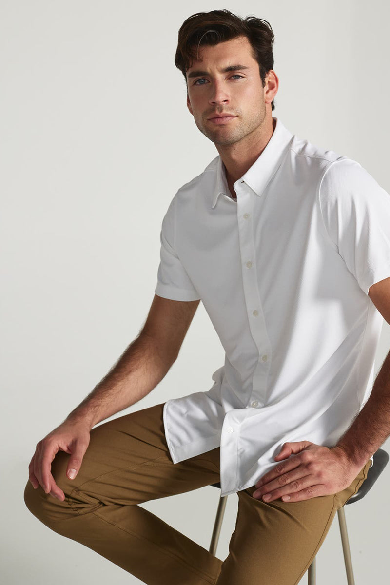 7DIAMONDS - Owen Short Sleeve Shirt in White