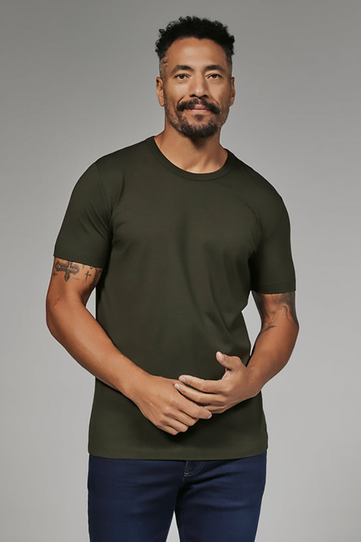 7DIAMONDS - Modal Crew Neck Tee in Dark Olive