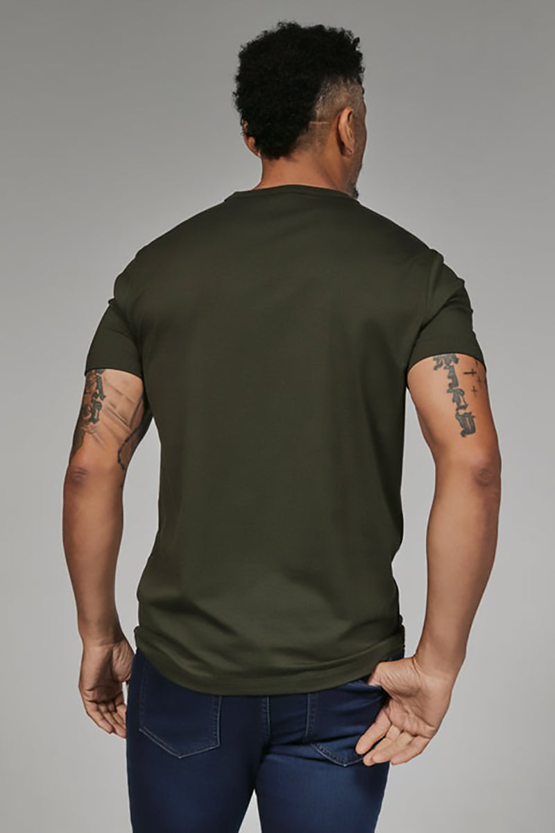 7DIAMONDS - Modal Crew Neck Tee in Dark Olive