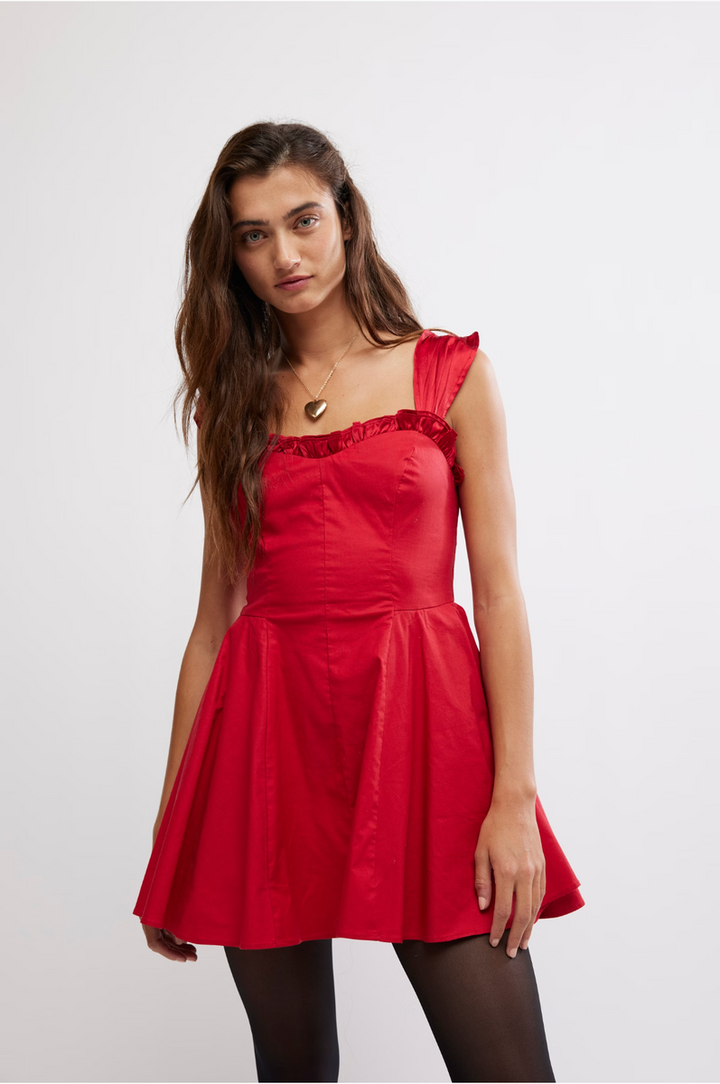 Free People - Midnight Magic Mini Dress in Red Dahlia Combo