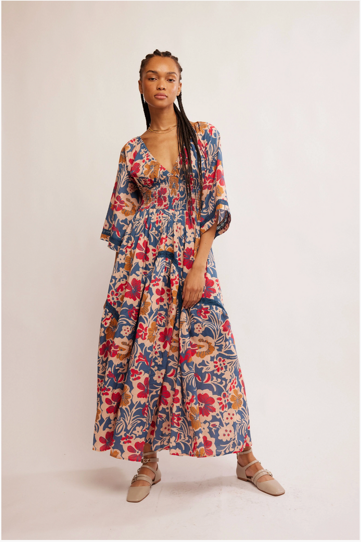 Free People - Printed Dixie Maxi in Vintage Indigo Maxi