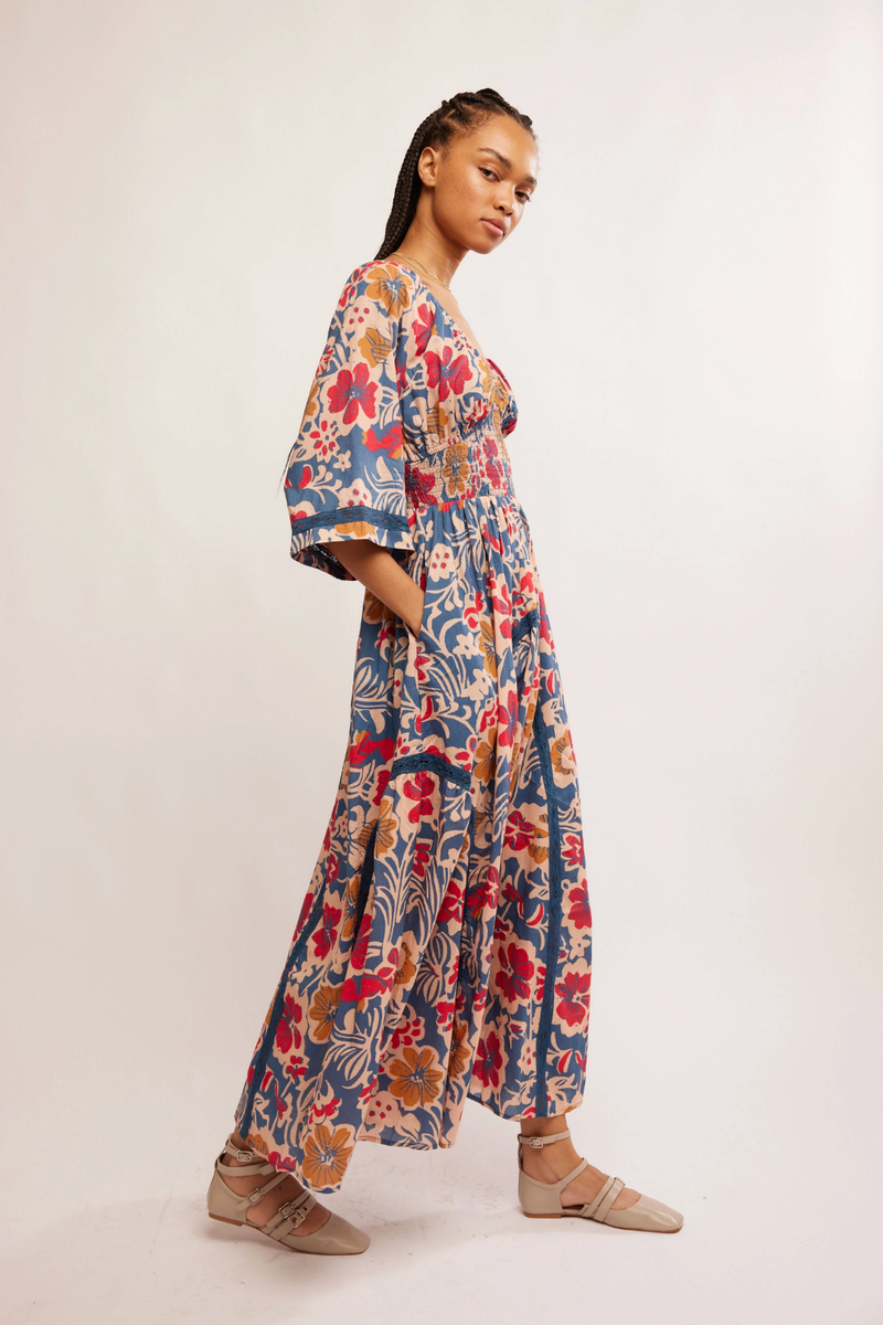 Free People - Printed Dixie Maxi in Vintage Indigo Maxi