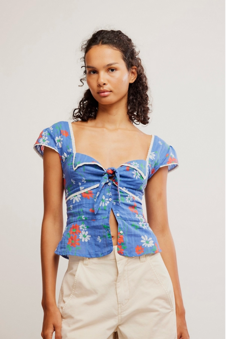 Free People - Call Me Baby Blouse in Blue Quartz - Daisy