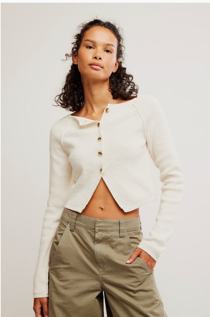 Free People - Sydney Shrunken Cardi in Optic White