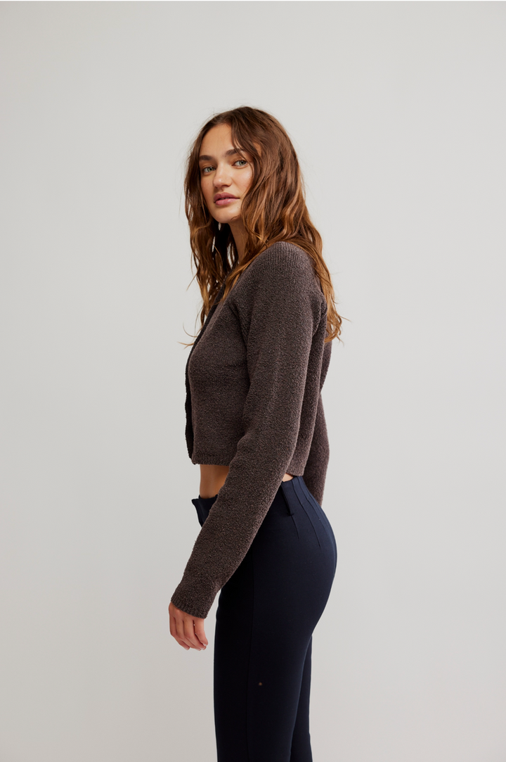 Free People - Sydney Shrunken Cardi in Chocolate Torte