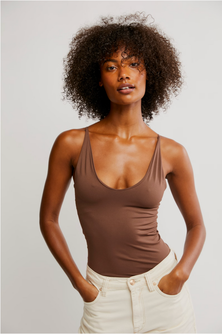 Free People - Seamless V-Neck Cami in Chocolate Lava