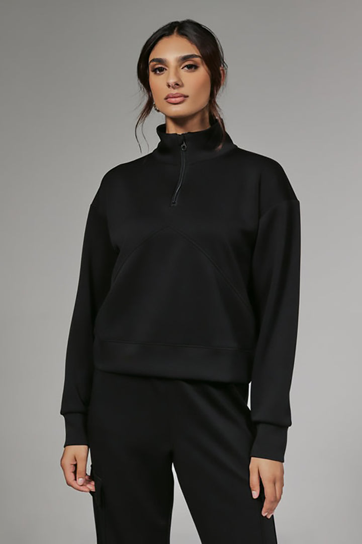 7DIAMONDS - REV™ Crop Quarter-Zip Pullover in Onyx