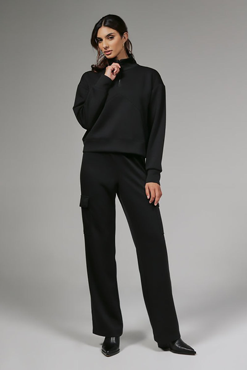 7DIAMONDS - REV™ Crop Quarter-Zip Pullover in Onyx