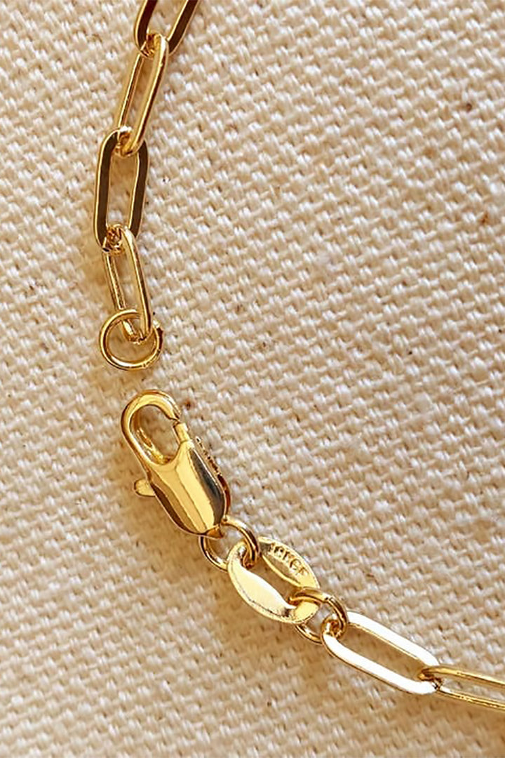 GoldFi - Short Link Paperclip Bracelet in Gold - 7in with Extender