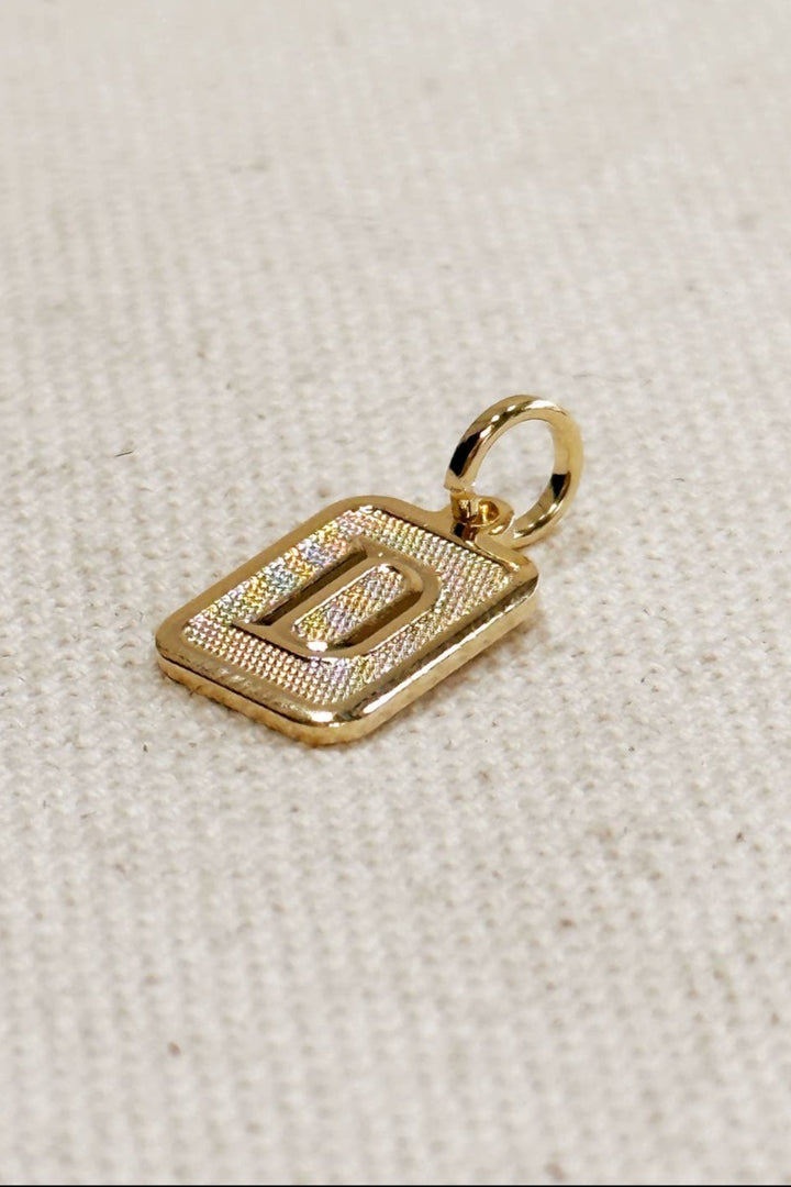 GoldFi - Textured Initial Plate Pendant - Letter D