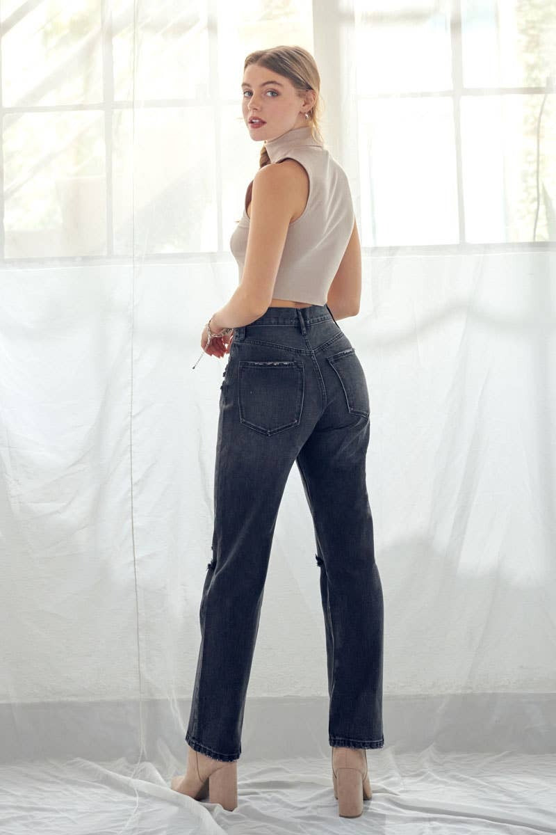 KanCan - Lynne Ultra High Rise Straight Jeans in Dark Grey