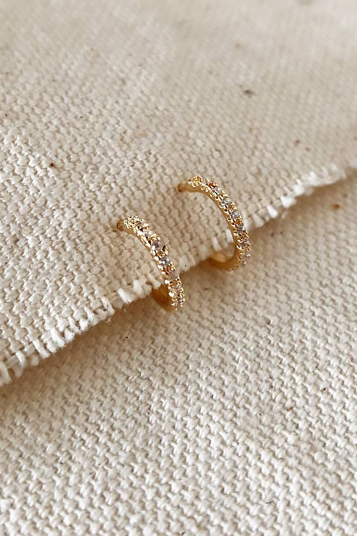 GoldFi - Thin Line Cubic Zirconia C Hoop in Gold