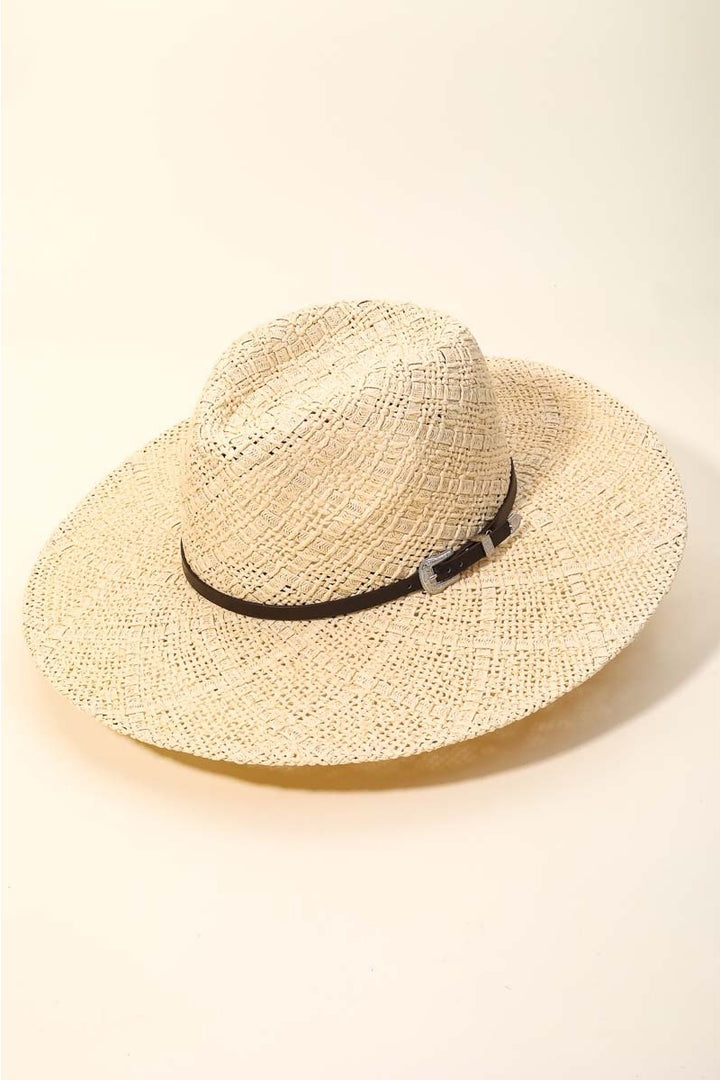 Anarchy Street - Buckle Band Woven Sun Hat in Ivory