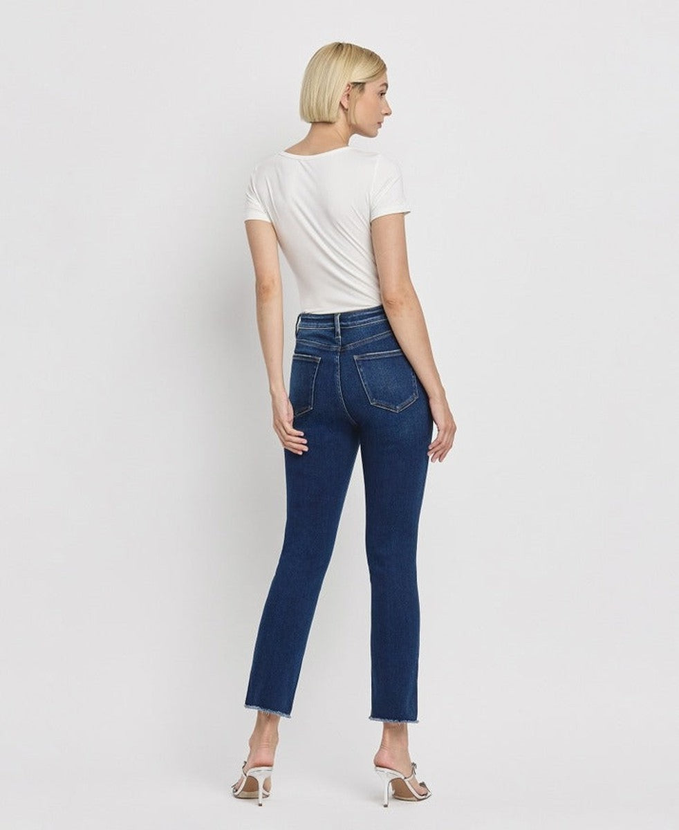 VERVET by Flying Monkey - Super High Rise Slim Cropped Straight Jeans in Growing Light