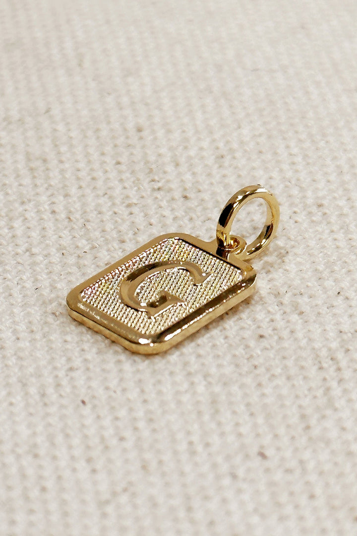 GoldFi - Textured Initial Plate Pendant - Letter G