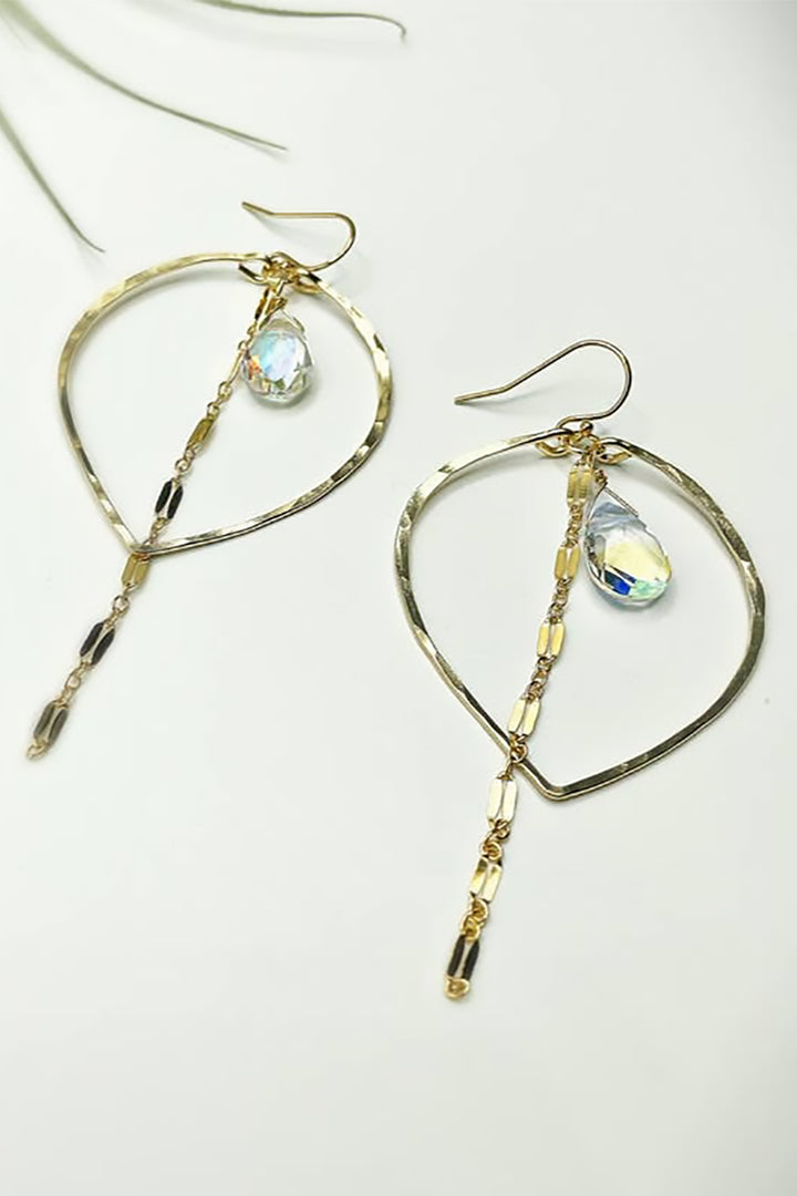 Blue Sky Feathers - Sparkle Sunrise Leaf Hoops in Gold