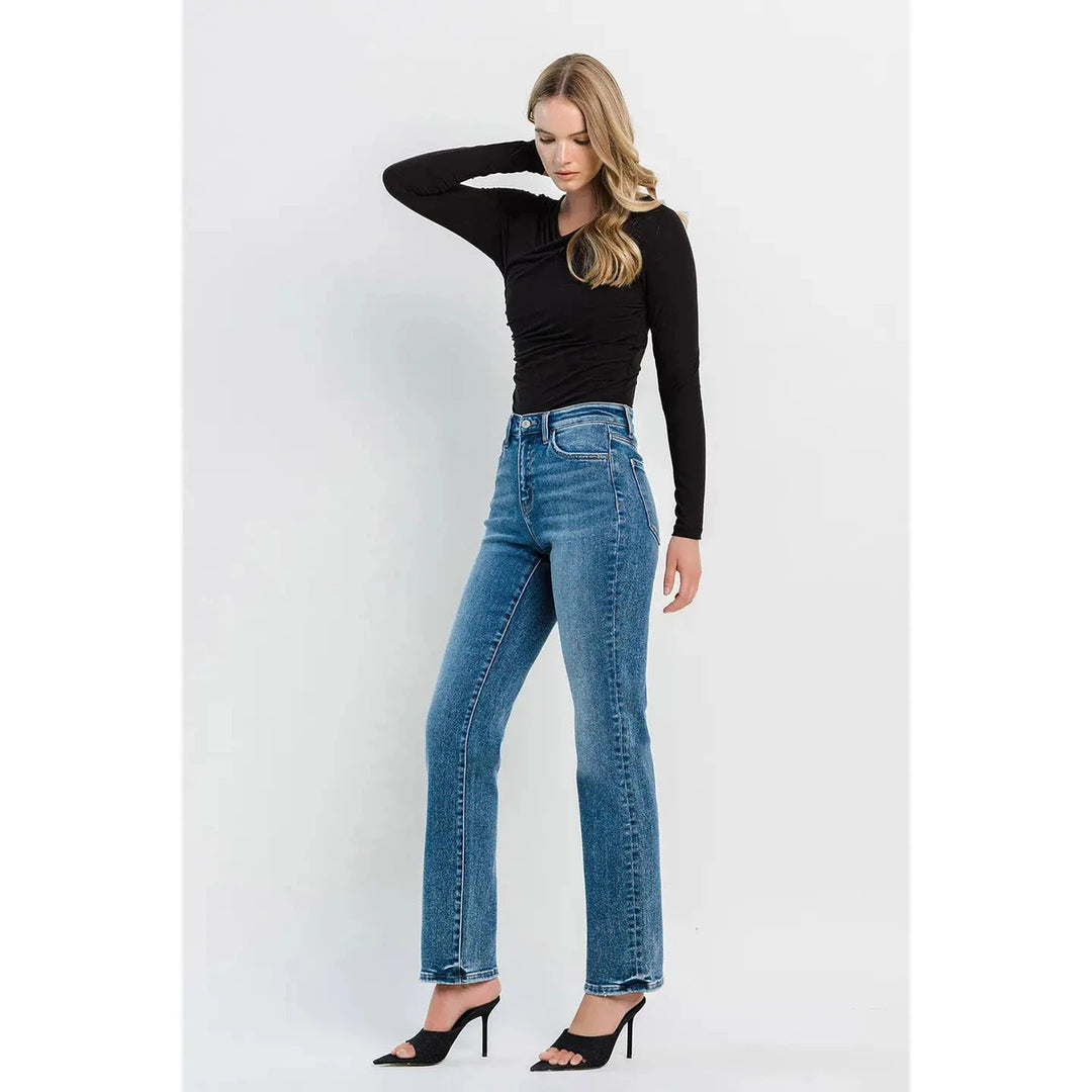 FLYING MONKEY - BLACK LABEL - High Rise Straight Jeans in Illuminate