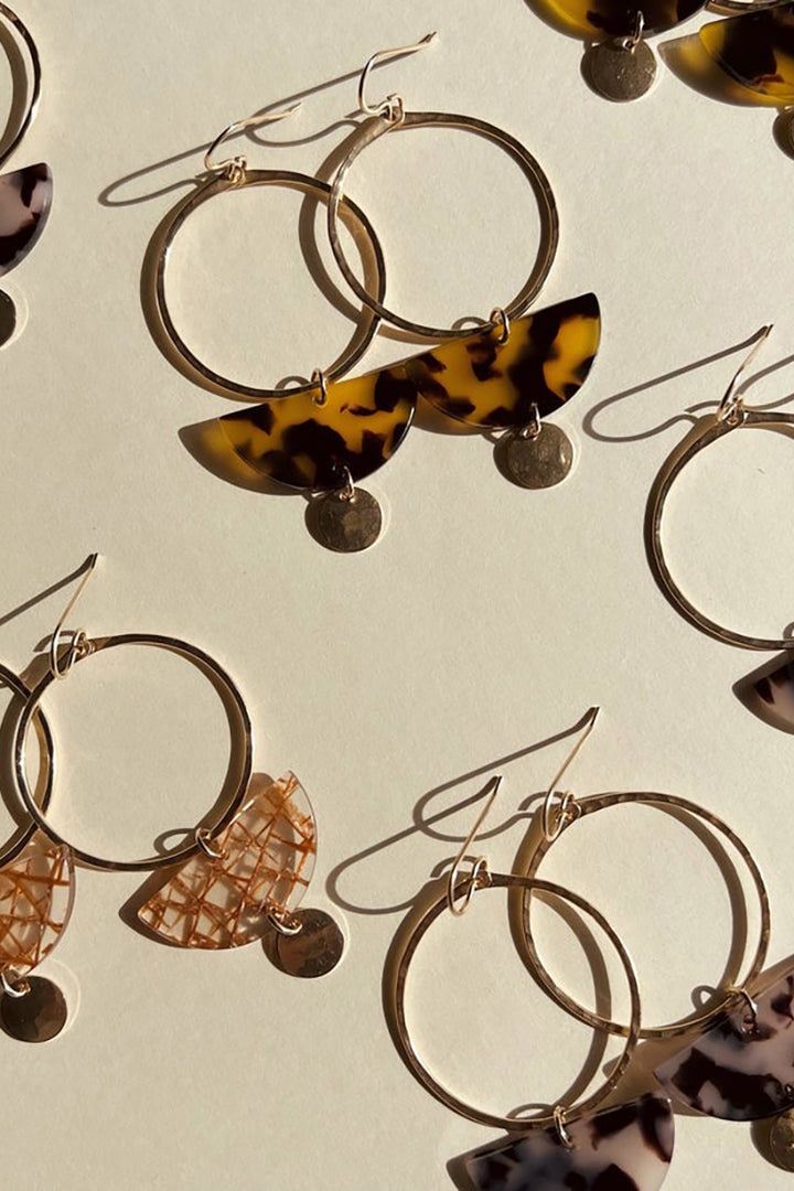 In Situ Jewelry - Panther Earrings in Gold with Peach and Brown Tones