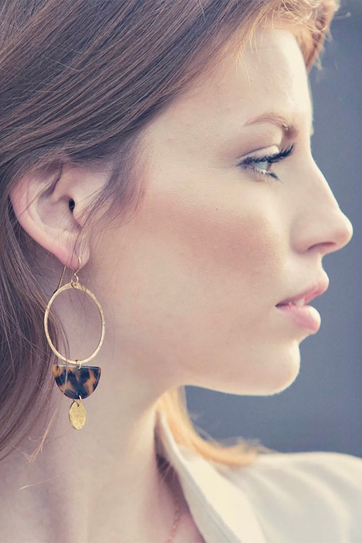 In Situ Jewelry - Panther Earrings in Gold with Peach and Brown Tones