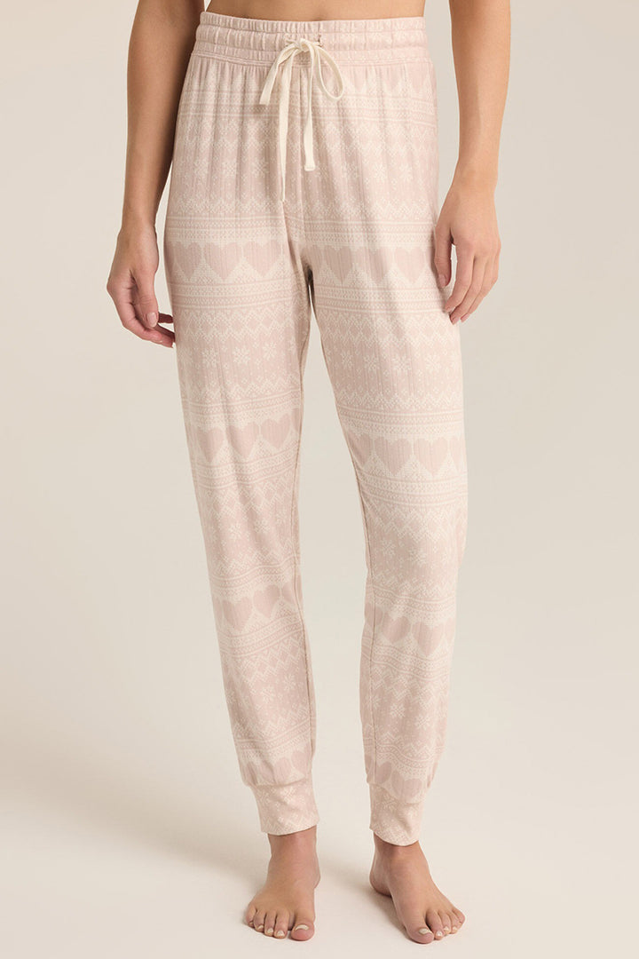 Z Supply - Fairisle Heart Jogger in Crystal Grey