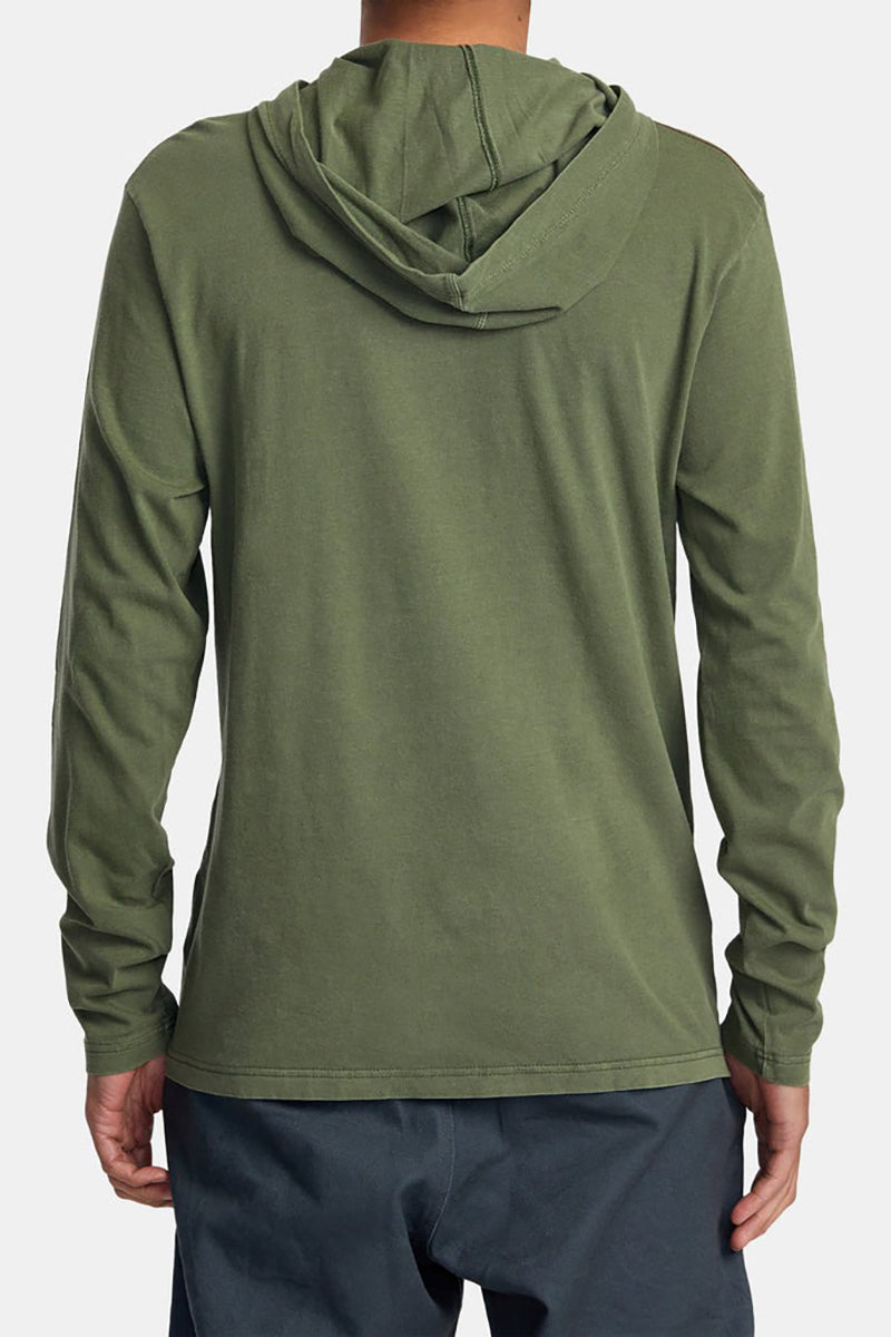 RVCA - PTC Pigment Hooded Long Sleeve Tee in Surplus