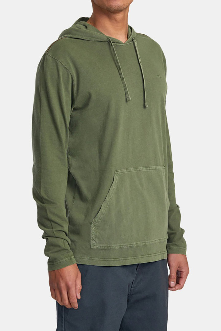 RVCA - PTC Pigment Hooded Long Sleeve Tee in Surplus