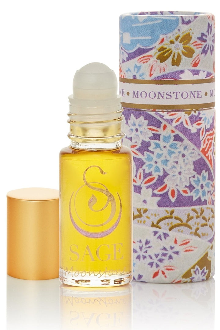 Sage - Moonstone Gemstone Perfume Oil Concentrate Roll-On - 1/8oz