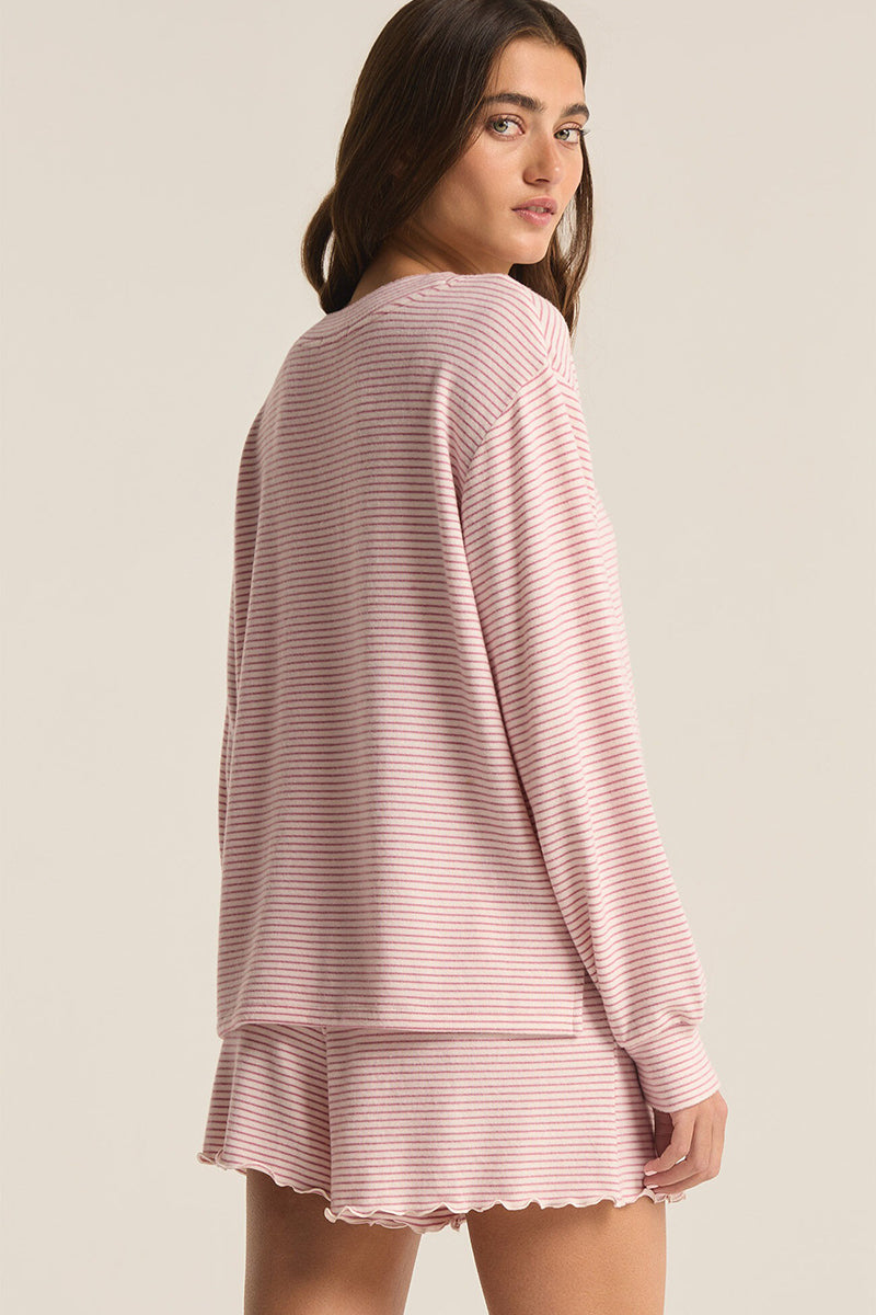 Z Supply - Stay Cozy Stripe Long Sleeve Top in Lilac Punch