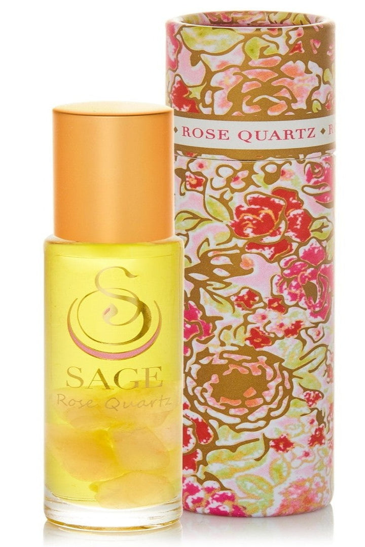 Sage - Rose Quartz Gemstone Perfume Oil Concentrate Roll-On - 1/8 oz.